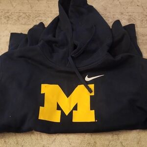 Nike Dark Blue Hoodie with Yellow Logo
